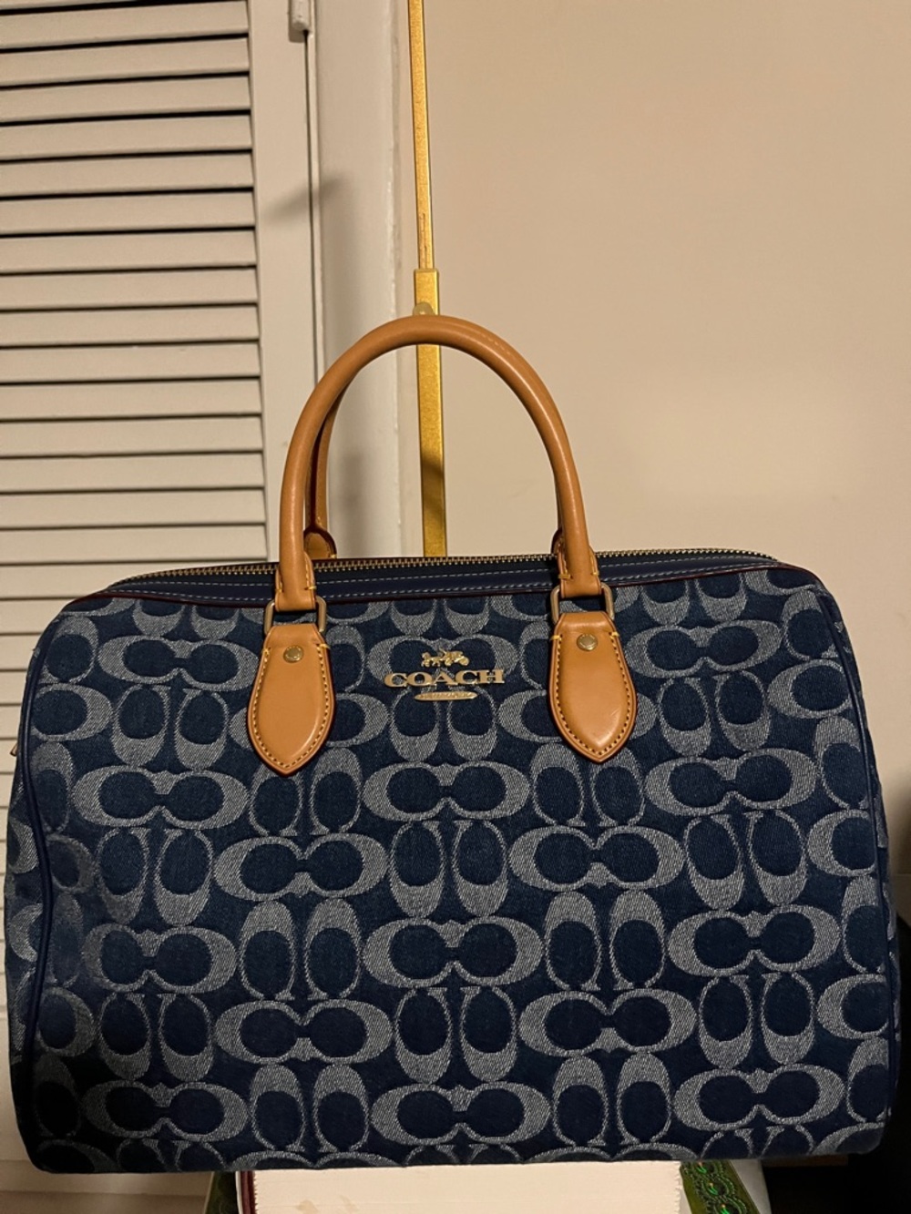 Coach Rowan Large Satchel Bag in Signature Denim Canvas - Picture 3 of 15
